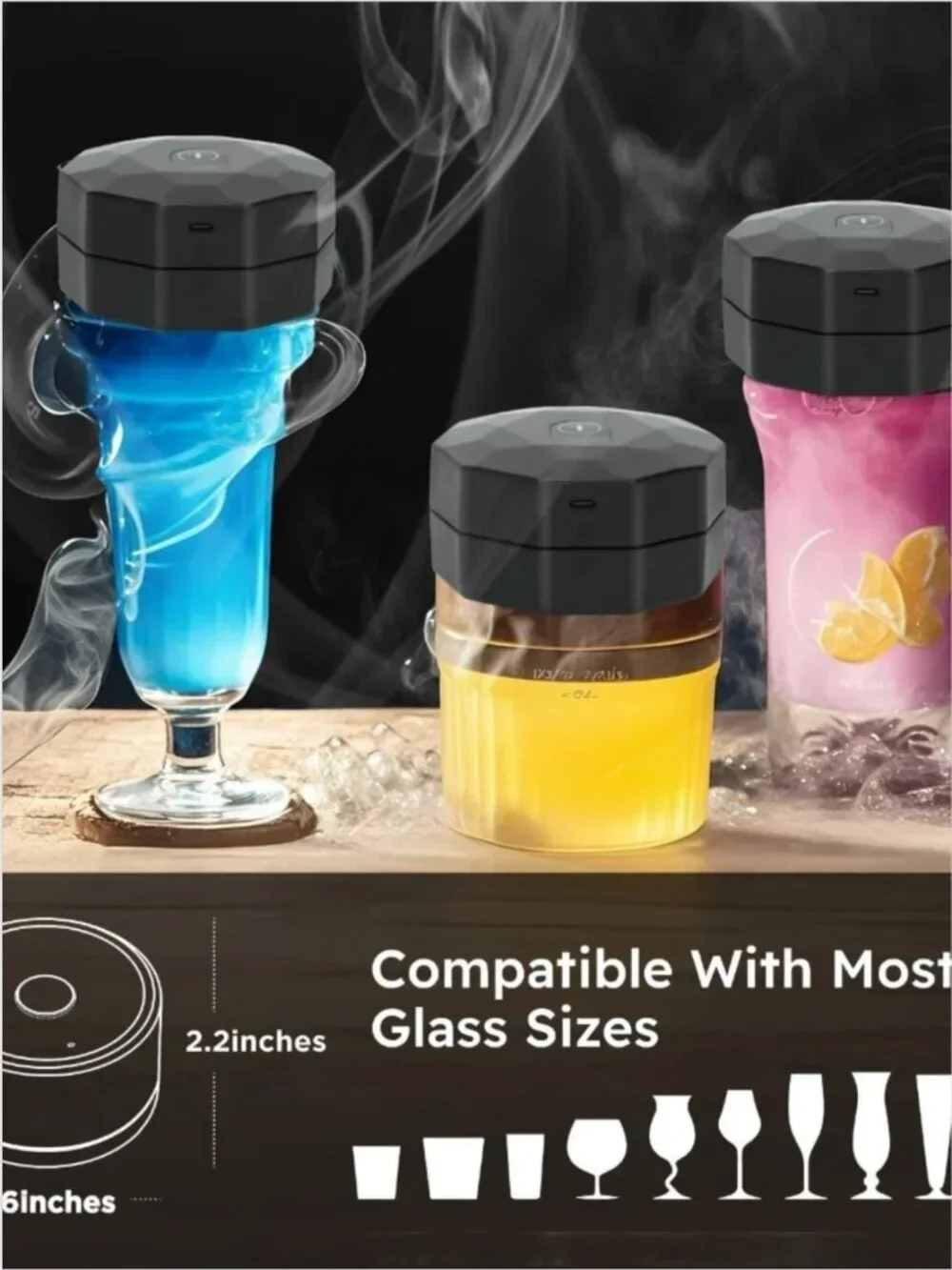 Cocktail Smoker Kit Built-in Lighter Electric No Butane Needed Smoke Infuser Set